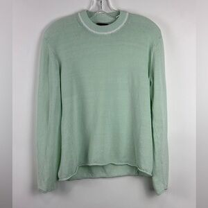 Women's Lightweight Raw Bottom Hem Long Sleeve Mesh Sweater